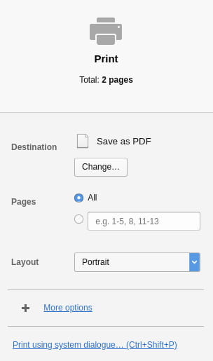 Opera print configuration